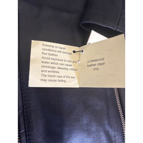EXCELLED Womens Black Leather Moto Jacket Zippered Pockets & Sleeve Sz M NWT - Picture 10 of 15